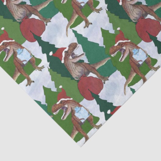 Dinosaur Christmas T-Rex Santa Tissuepapier (Detail)