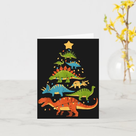 Dinosaur Christmas Tree Dino Trex Dinosaur Lover C Kaart (Gele Bloem)