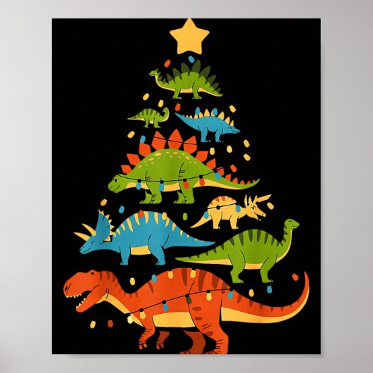 Dinosaur Christmas Tree Dino Trex Dinosaur Lover C Poster (Voorkant)