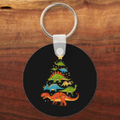 Dinosaur Christmas Tree Dino Trex Dinosaur Lover C Sleutelhanger (Voorkant)