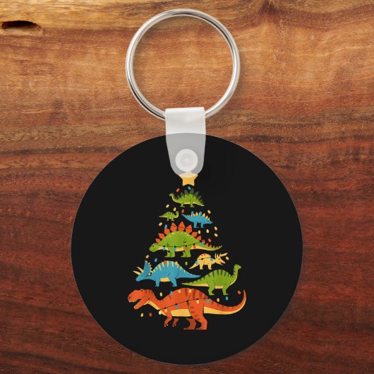 Dinosaur Christmas Tree Dino Trex Dinosaur Lover C Sleutelhanger (Voorkant)
