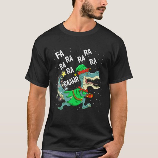Dinosaur Christmas Tree Rex Fa Ra Ra Rawr Trex Elf T-shirt (Voorkant)