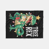 Dinosaur Christmas Tree Rex Pajamas Men Boys Xmas Fleece Deken (Voorkant (Horizontaal))