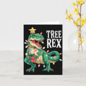 Dinosaur Christmas Tree Rex Pajamas Men Boys Xmas  Kaart (Gele Bloem)