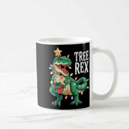 Dinosaur Christmas Tree Rex Pajamas Men Boys Xmas  Koffiemok (Rechts)