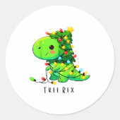 Dinosaur Christmas Tree Rex Pajamas Men Boys Xmas  Ronde Sticker (Voorkant)