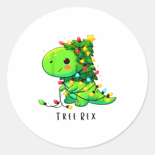 Dinosaur Christmas Tree Rex Pajamas Men Boys Xmas  Ronde Sticker (Voorkant)