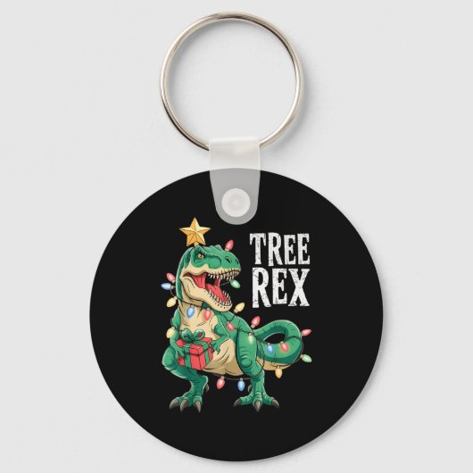 Dinosaur Christmas Tree Rex Pajamas Men Boys Xmas Sleutelhanger (Voorkant)