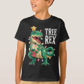 Dinosaur Christmas Tree Rex Pajamas Men Boys Xmas  T-shirt (Voorkant)