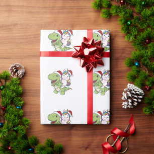Dinosaur Christmas Unicorn Winter T-Rex Dino Cadeaupapier