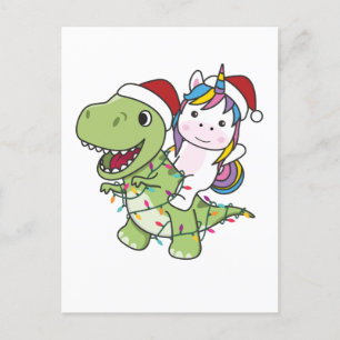 Dinosaur Christmas Unicorn Winter T-Rex Dino Feestdagenkaart