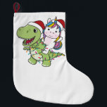 Dinosaur Christmas Unicorn Winter T-Rex Dino Grote Kerstsok<br><div class="desc">De T-Rex met eenhoorn Kerstmis met sprookjes. Funny unicorn rijdt op dinosaurus voor de feestdagen. Ook grappig voor Kerstmis in juli. Dinos zijn schattige dieren en perfect voor Kerstmis.</div>