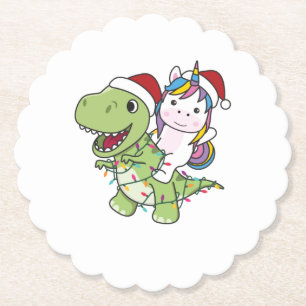 Dinosaur Christmas Unicorn Winter T-Rex Dino Kartonnen Onderzetters