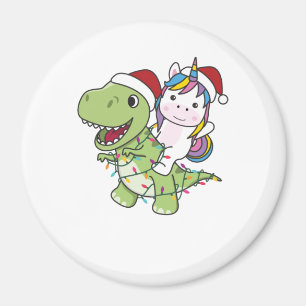 Dinosaur Christmas Unicorn Winter T-Rex Dino Magneet
