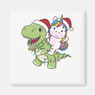 Dinosaur Christmas Unicorn Winter T-Rex Dino Magneet