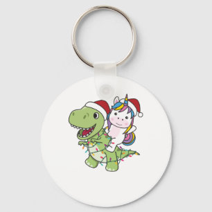 Dinosaur Christmas Unicorn Winter T-Rex Dino Sleutelhanger