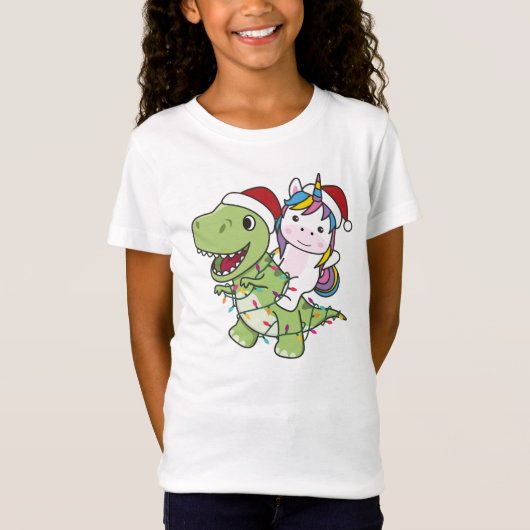 Dinosaur Christmas Unicorn Winter T-Rex Dino T-shirt (Voorkant)