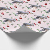 Dinosaur Christmas Wrapping Paper Roll Cadeaupapier (Hoek)