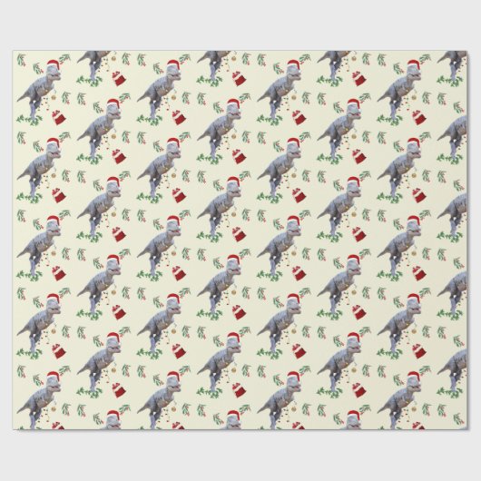 Dinosaur Christmas Wrapping Paper Roll Cadeaupapier (Vlak)