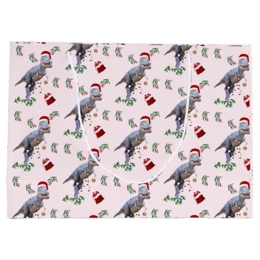 Dinosaur Christmas Wrapping Paper Roll Groot Cadeauzakje (Achterkant)