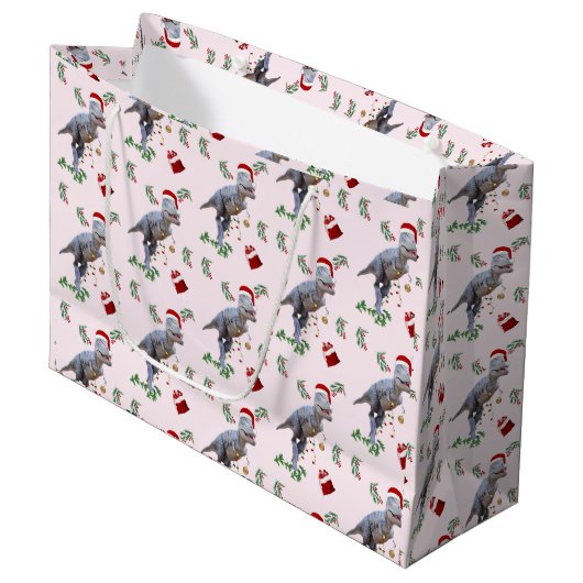 Dinosaur Christmas Wrapping Paper Roll Groot Cadeauzakje (Voorkant Gekanteld)