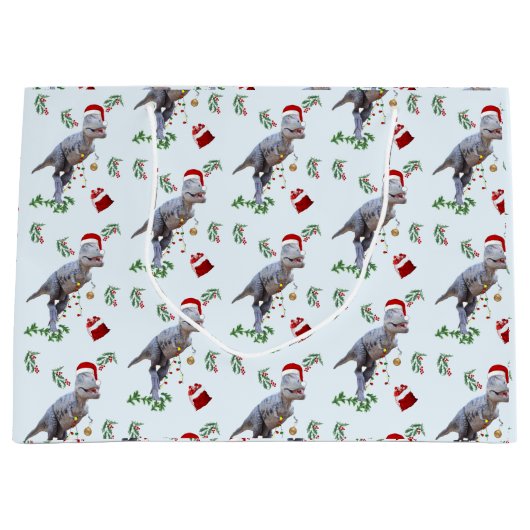 Dinosaur Christmas Wrapping Paper Roll Groot Cadeauzakje (Voorkant)