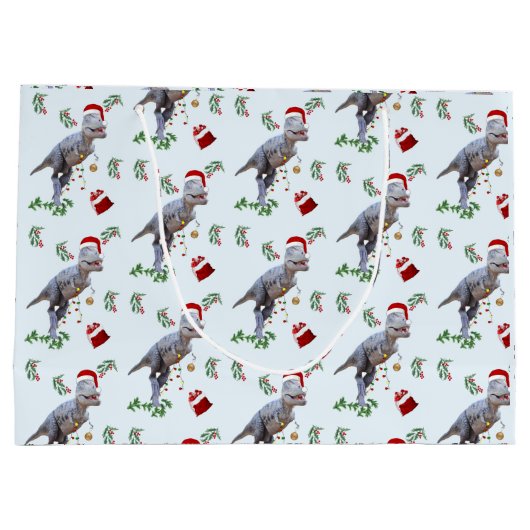 Dinosaur Christmas Wrapping Paper Roll Groot Cadeauzakje (Achterkant)