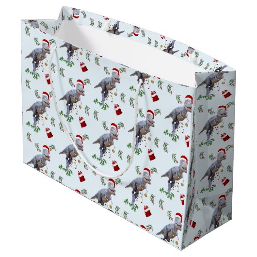 Dinosaur Christmas Wrapping Paper Roll Groot Cadeauzakje (Achterkant Gekanteld)