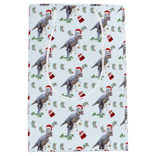 Dinosaur Christmas Wrapping Paper Roll Medium Cadeauzakje (Voorkant)