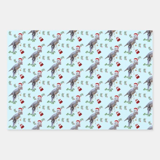 Dinosaur Christmas Wrapping Paper Sheets (Voorkant 2)