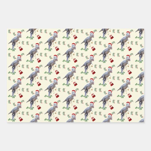 Dinosaur Christmas Wrapping Paper Sheets (Voorkant)