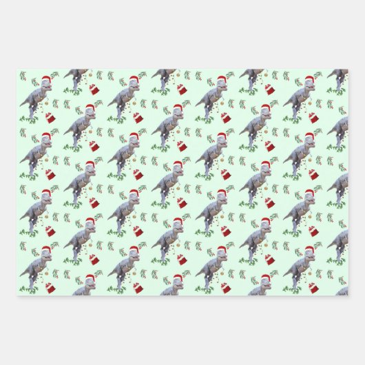 Dinosaur Christmas Wrapping Paper Sheets (Voorkant)
