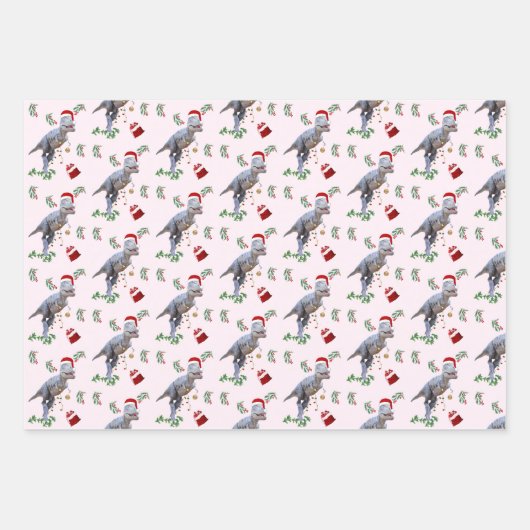 Dinosaur Christmas Wrapping Paper Sheets (Voorkant 2)