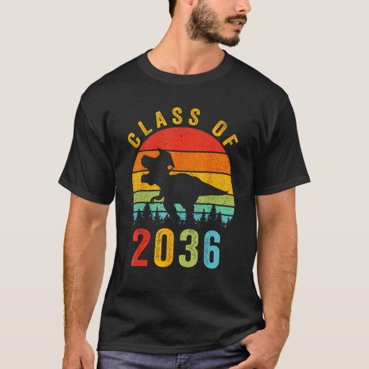 Dinosaur Class Of 2036 First Day Kindergarten Boys T-shirt (Voorkant)