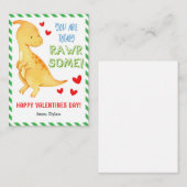 Dinosaur Classroom Mini Valentijn Kaart voor kinde Notitiekaartje (Voorkant / Achterkant)