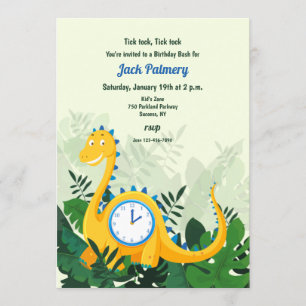 Dinosaur Clock Party Invitation (U beweegt handen) Kaart