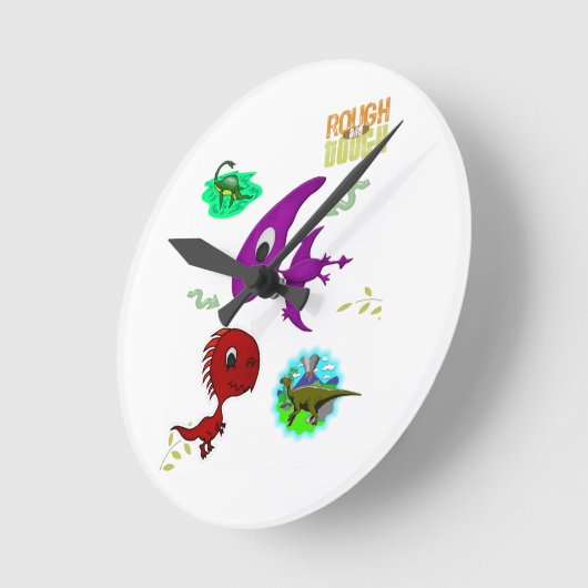 Dinosaur Clock Ronde Klok (Hoek)