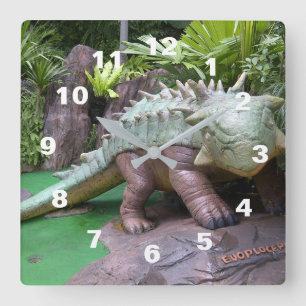 Dinosaur Clock Vierkante Klok
