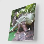 Dinosaur Clock Vierkante Klok (Hoek)