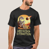 Dinosaur Coffee Humor Meteor Brewing Extinction Fu T-shirt (Voorkant)