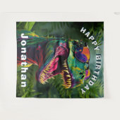 Dinosaur Col T Rex Oerwoud Verjaardagsachtergrond Wandkleed (Voorkant (horizontaal))