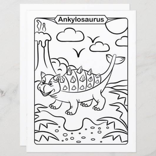 Dinosaur Coloring Page - Ankylosaurus (Voorkant / Achterkant)