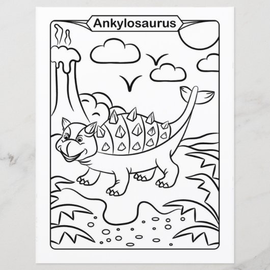 Dinosaur Coloring Page - Ankylosaurus (Voorkant)
