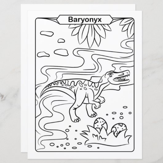 Dinosaur Coloring Page - Baryonyx (Voorkant / Achterkant)