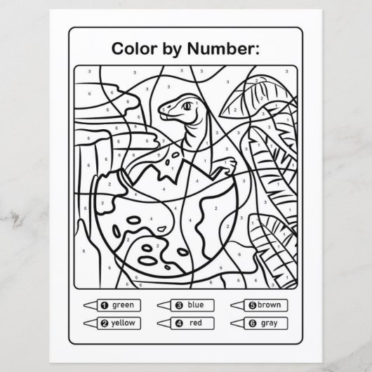 Dinosaur Coloring Page by number - Baby Dino Egg (Voorkant)