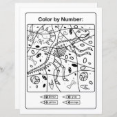 Dinosaur Coloring Page by number - Dino Skeleton (Voorkant / Achterkant)