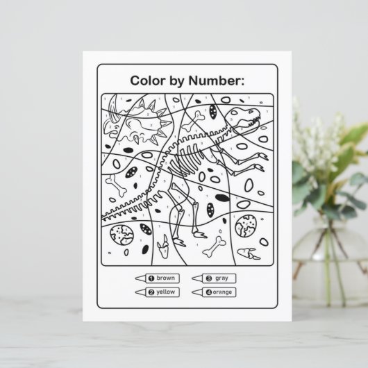 Dinosaur Coloring Page by number - Dino Skeleton (Staand voorkant)