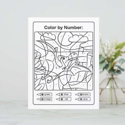 Dinosaur Coloring Page by number - Pterodactyl (Staand voorkant)