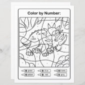 Dinosaur Coloring Page by number - Rhinoceratops (Voorkant / Achterkant)