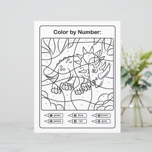 Dinosaur Coloring Page by number - Rhinoceratops (Staand voorkant)